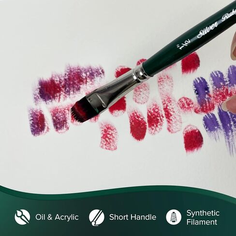 Silver Brush Limited 2528S1/8 Ruby Satin Filbert Grass Comb Brush Fluid and Flow Acrylics, Size 1/8 Inch, Short Handle in Saudi Arabia
