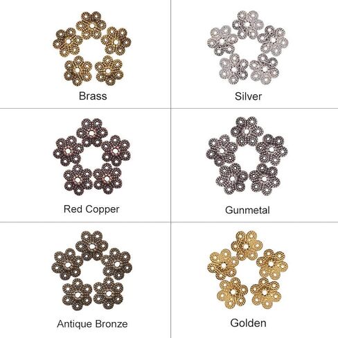 قبعات خرز زهرة مطلية بالذهب عيار 24 قيراط من PH PandaHall، 64 قطعة 8 أشكال غطاء نهاية زهرة نحاسي متعدد البتلات غطاء خرز نهاية قبعات ساحرة خرز فاصل لسوار القرط وقلادة المجوهرات، ذهبي/بلاتيني in Kuwait