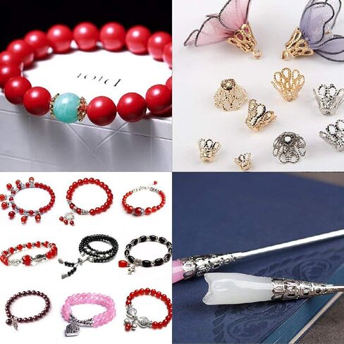 قبعات خرز زهرة مطلية بالذهب عيار 24 قيراط من PH PandaHall، 64 قطعة 8 أشكال غطاء نهاية زهرة نحاسي متعدد البتلات غطاء خرز نهاية قبعات ساحرة خرز فاصل لسوار القرط وقلادة المجوهرات، ذهبي/بلاتيني in Kuwait