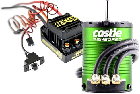 Castle Creations Sidewinder 4 Sensorless ESC & 1410 3800KV Brushless Motor Upgrade for 1/10 RC Vehicles SCT Edition, Black, Green in Saudi Arabia