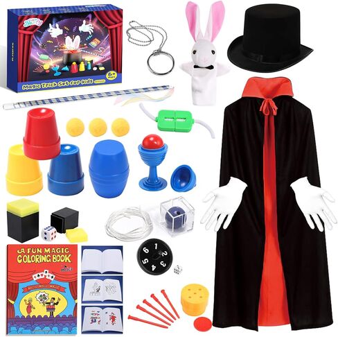 Skirfy Magic Kit-Magic Tricks for Kids Ages 6-8,75+ Magic Kit for Kids 8-12 with Flattern The Dice,Acacia Rabbit,Ideal for Kids Boys Girls in Saudi Arabia