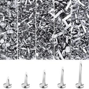 Buryeah 1000 Pcs Paper Fastener Brass Fasteners Round Head Split Pins Metal Mini Brads Prong Fasteners Crafting Supplies for Craft Art School Project Decorative Scrapbooking DIY, 5 Sizes(Gold)