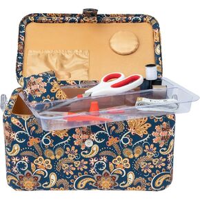 SINGER Large Tackle Basket Navy Paisley Print