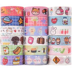 مجموعة شريط واشي لطيف من CUNCUN، شريط لاصق 18 لفة كواي، شريط زخرفي للحرف اليدوية اليدوية، اليومية، لوازم سجل القصاصات، المخططين، الحرف الفنية، مجلات رصاصة، هدية للفتيات والأولاد in Kuwait