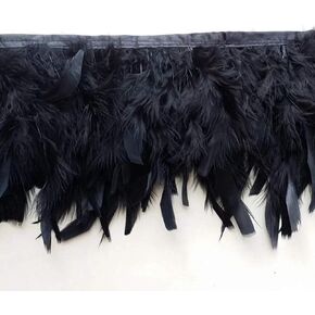 Sowder Turkey Feathers Trim Fringe for Party Wedding Dress Sewing Crafts Costumes Decoration Pack of 2 Yards (White)