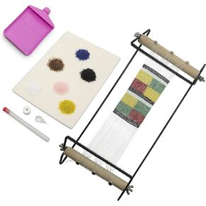 GLOCHYRA Large Bead Loom Kit - Wide Metal Bead Loom Complete Tool kit, Includes 72 Grams Beads, 2 Long Needle, Threads, Threader, Bead mat, Bead Tray for Making Jewelry- Necklaces, Bracelets and More in Kuwait