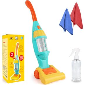 Kids Vacuum Cleaner Toy for Toddler, Pink Toy Vacuum Cleaner with Light & Realistic Sounds, Pretend Role Play Household House Keeping Kids Cleaning Set Playing Learning Toys for Children Girls Boys