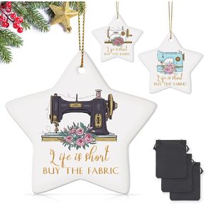 Christmas Employee Appreciation Gift Bulk Sewing Machine Ornament Ceramic Star Shape Ornament Hanging Gifts Vintage Thank You Gifts for Employee(3 Pcs) in Kuwait