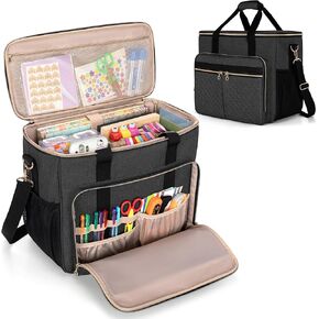 Luxja Craft Bag for Scrapbook Supplies (Fits 12 x 12 inch Scrapbook Album and 15.6" Laptop), Scrapbook Tote Bag with Multiple Pockets (Patent Pending), Gray
