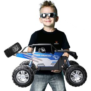 DEERC Large 1:8 Scale Monster Truck for Adults and Boys, Upgraded Remote Control Car With Realistic Sound, 4WD All Terrain RC Toy With 2 Batteries for 80 Minutes Play