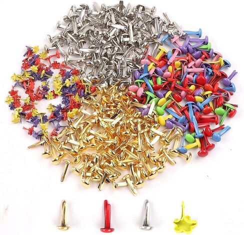 ميني برادز 400 قطعة مثبتات ورقية ذهبية فضية مستديرة معدنية باستيل حرفية برادز متعددة الألوان صغيرة مستديرة ورقية، جدائل معدنية زهرة سكرابوكينغ ضفائر زخرفية للمدرسة مكتب الحرف صنع DIY مشروع in Kuwait