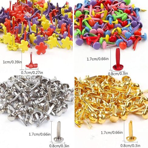 ميني برادز 400 قطعة مثبتات ورقية ذهبية فضية مستديرة معدنية باستيل حرفية برادز متعددة الألوان صغيرة مستديرة ورقية، جدائل معدنية زهرة سكرابوكينغ ضفائر زخرفية للمدرسة مكتب الحرف صنع DIY مشروع in Kuwait