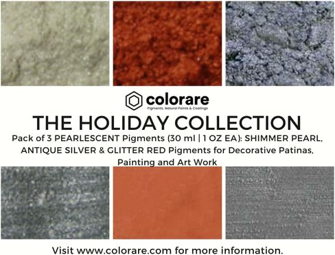 مجموعة ذا هوليداي من كولورير - عبوة من 3 أصباغ بيرليسنت (30 مل | 1 أونصة): أصباغ لامعة وفضية عتيقة واحمر لامع للزينة والرسم والاعمال الفنية in Kuwait