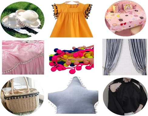 بوم بوم تريم 25 ياردة 25 لون 12 مم بوم الكرة شراشيب تقليم لخياطة الملحقات تزيين الحرف DIY (مختلط اللون 3) in Kuwait