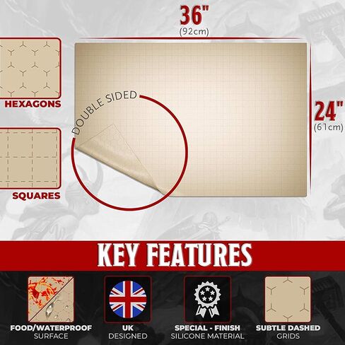 Ergon Games Battle Grid Mat لـ TTRPG | سجادة الزنزانة الرئيسية المتجمدة مقاس 2 × 3 بوصة. للاستخدام مع علامات المسح الجاف. in Saudi Arabia