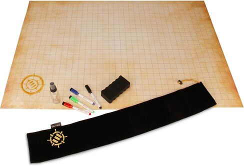ENHANCE RPG Grid Mat - Tabletop DND Map (24x36 inch) Role Playing Dry Erase DND Mat Complete Gaming Set for Masters and Starters, Erasable Parchment Battle Grid Game Mat with Travel Pouch, Marker Kit in Saudi Arabia