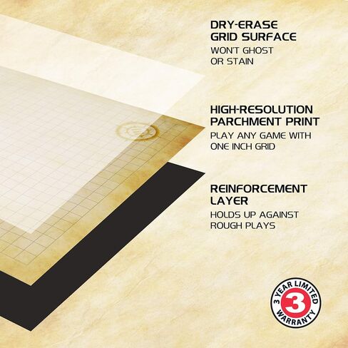 ENHANCE RPG Grid Mat - Tabletop DND Map (24x36 inch) Role Playing Dry Erase DND Mat Complete Gaming Set for Masters and Starters, Erasable Parchment Battle Grid Game Mat with Travel Pouch, Marker Kit in Saudi Arabia