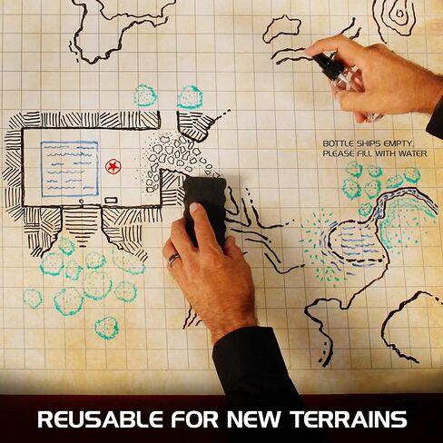 ENHANCE RPG Grid Mat - Tabletop DND Map (24x36 inch) Role Playing Dry Erase DND Mat Complete Gaming Set for Masters and Starters, Erasable Parchment Battle Grid Game Mat with Travel Pouch, Marker Kit in Saudi Arabia
