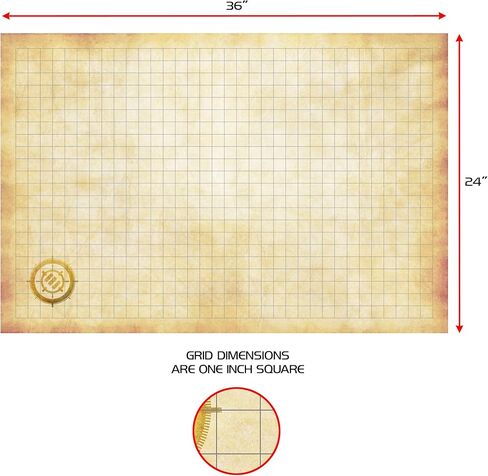 ENHANCE RPG Grid Mat - Tabletop DND Map (24x36 inch) Role Playing Dry Erase DND Mat Complete Gaming Set for Masters and Starters, Erasable Parchment Battle Grid Game Mat with Travel Pouch, Marker Kit in Saudi Arabia