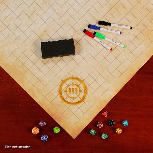ENHANCE RPG Grid Mat - Tabletop DND Map (24x36 inch) Role Playing Dry Erase DND Mat Complete Gaming Set for Masters and Starters, Erasable Parchment Battle Grid Game Mat with Travel Pouch, Marker Kit in Saudi Arabia