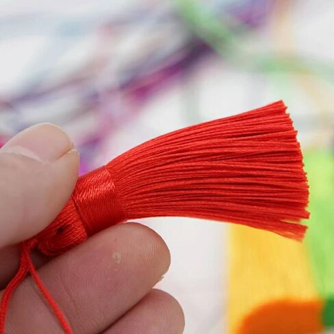 Makhry 8pcs 16cm/6.28 inch Cute Chunky Tassels Soft Elegant Handmade Silky Floss Tassels with 2.75 Inch Cord Loop and Chinese Knot for Woman Earrings, Jewelry Making, Souvenir, (Mixed1 Light) in Saudi Arabia