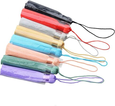 Makhry 8pcs 16cm/6.28 inch Cute Chunky Tassels Soft Elegant Handmade Silky Floss Tassels with 2.75 Inch Cord Loop and Chinese Knot for Woman Earrings, Jewelry Making, Souvenir, (Mixed1 Light) in Saudi Arabia