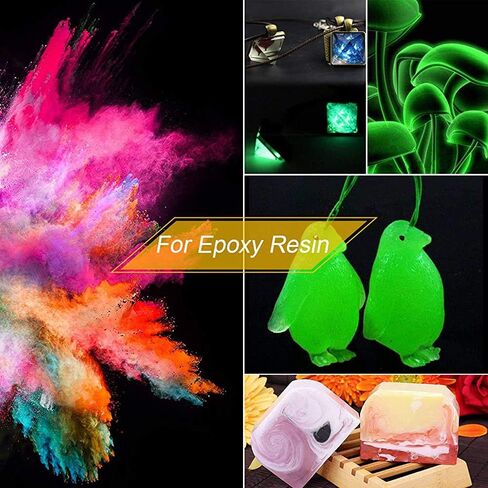Glow in The Dark Pigment Powder,12 Colors Resin Dye Luminous Powder for Epoxy Resin,Acrylic Paint,Slime,Nails,Halloween Party, Fine Art & DIY Crafts,Non-Toxic,Skin Safe, Long Lasting(0.35oz/Each) in Saudi Arabia