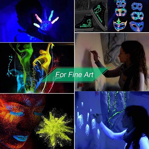 Glow in The Dark Pigment Powder,12 Colors Resin Dye Luminous Powder for Epoxy Resin,Acrylic Paint,Slime,Nails,Halloween Party, Fine Art & DIY Crafts,Non-Toxic,Skin Safe, Long Lasting(0.35oz/Each) in Saudi Arabia