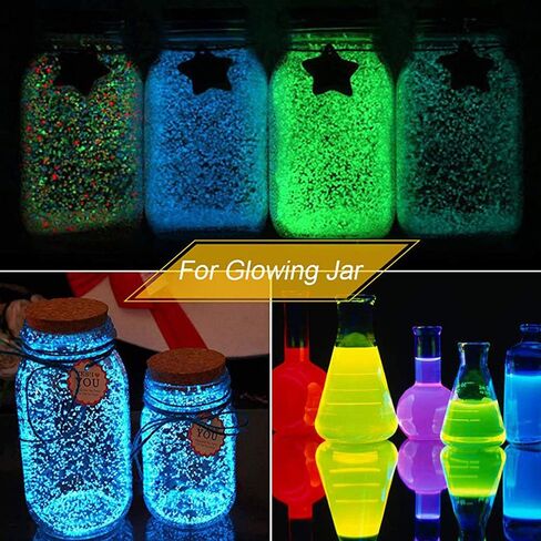 Glow in The Dark Pigment Powder,12 Colors Resin Dye Luminous Powder for Epoxy Resin,Acrylic Paint,Slime,Nails,Halloween Party, Fine Art & DIY Crafts,Non-Toxic,Skin Safe, Long Lasting(0.35oz/Each) in Saudi Arabia