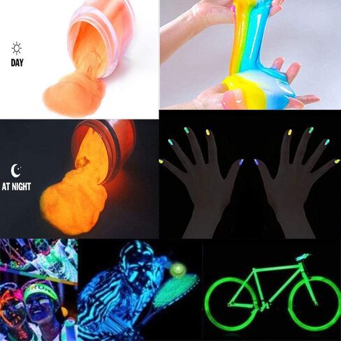 Glow in The Dark Pigment Powder,12 Colors Resin Dye Luminous Powder for Epoxy Resin,Acrylic Paint,Slime,Nails,Halloween Party, Fine Art & DIY Crafts,Non-Toxic,Skin Safe, Long Lasting(0.35oz/Each) in Saudi Arabia
