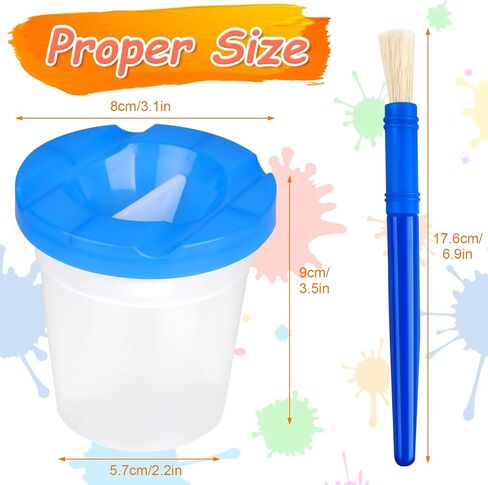 RNKP 10 Pieces Kids Anti-Spill Paint Cups, Kids Paint Cups with Lids, Painting Paint Brushes, Non-Spill Paint Cups Set for Toddlers, Kids…… in Kuwait