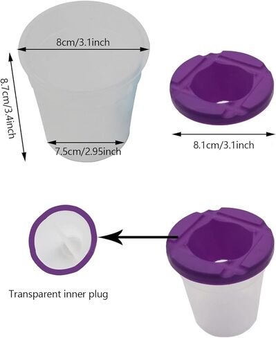 10 Pieces Kids No Spill Paint Cups with Colored Lids and 10 Pack Colors Paint Brush Set for Kids Art Painting in Kuwait