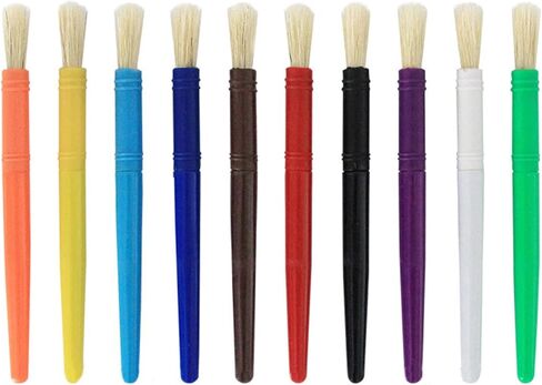 10 Pieces Kids No Spill Paint Cups with Colored Lids and 10 Pack Colors Paint Brush Set for Kids Art Painting in Kuwait