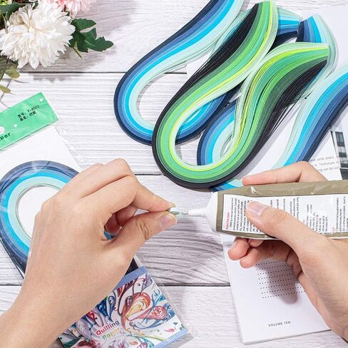 arricraft 1200 Strips Quilling Paper Strips, 3mm Quilling Art Strips, 6 Colors Paper Craft Supplies for Paper Art DIY Craft Projects-Green Gradient in Kuwait