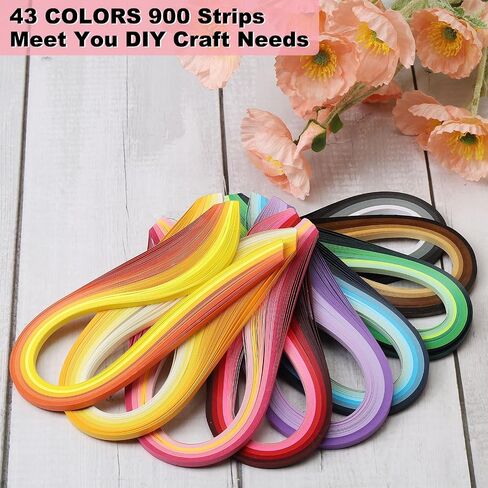 PATIKIL Quilling Paper Set, Paper Quilling Kits with 43 Colors 900 Paper Strips (Width: 5mm) 10 Quilling Tools for Quilling Beginners Art Paper DIY Craft in Saudi Arabia