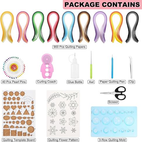 PATIKIL Quilling Paper Set, Paper Quilling Kits with 43 Colors 900 Paper Strips (Width: 5mm) 10 Quilling Tools for Quilling Beginners Art Paper DIY Craft in Saudi Arabia