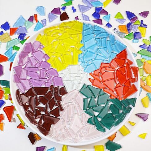 MY.XWFD Handmade Material Irregular Mosaic Tile, Miniature Glass Mini Mosaic Tile DIY Hobby Kids Handmade 200g - Yellow in Kuwait