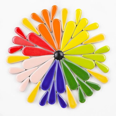 MY.XWFD بلاط فسيفساء سيراميك للحرف اليدوية، مكعبات فسيفساء على شكل دمعة 200 جرام، بلاط سيراميك للأعمال الفنية، مجموعة حديقة فسيفساء - أسود in Kuwait