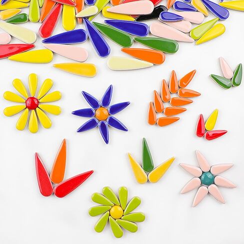 MY.XWFD بلاط فسيفساء سيراميك للحرف اليدوية، مكعبات فسيفساء على شكل دمعة 200 جرام، بلاط سيراميك للأعمال الفنية، مجموعة حديقة فسيفساء - أسود in Kuwait