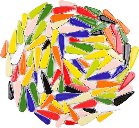 MY.XWFD بلاط فسيفساء سيراميك للحرف اليدوية، مكعبات فسيفساء على شكل دمعة 200 جرام، بلاط سيراميك للأعمال الفنية، مجموعة حديقة فسيفساء - أسود in Kuwait