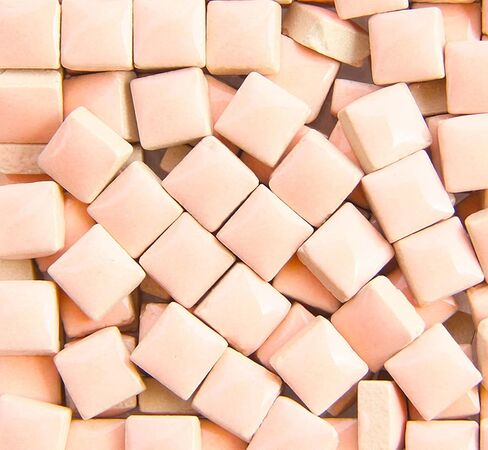 PINUO&KE 200 Pieces / 200 g Square Shapes 0.4x0.4 inch Square Ceramic Mosaic Mosaic Tiles for Crafts, Colorful Stained Glass Pieces for Mosaic Projects - White in Kuwait