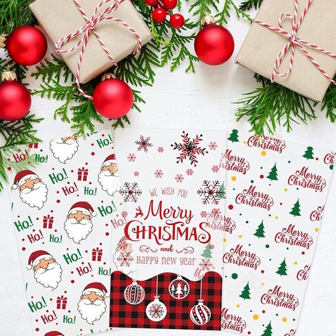 أكياس السيلوفان لعيد الميلاد من SUPERLELE 168 قطعة من أكياس حلوى عيد الميلاد مع 180 قطعة من ربطات العنق الملتوية و8 أنماط متنوعة من أكياس حلوى عيد الميلاد والزلاجات والقفازات الصوفية وأكياس الوجبات الخفيفة لمستلزمات حفلات عيد الميلاد in Kuwait