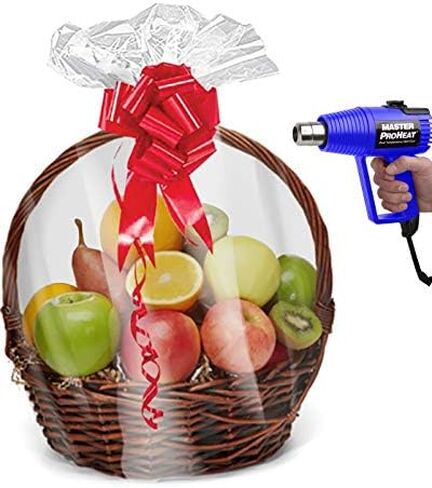 أكياس سلة تغليف قابلة للانكماش باللون الأرجواني Q Crafts، 10 عبوات لسلال الهدايا، أكياس بولي كلوريد الفينيل الشفافة المنكمشة مقاس 24 بوصة × 30 بوصة... in Kuwait