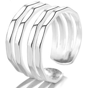 Womens Open Simple Multi Lines Ring,Adjustable Adjust S925 Sterling Silver Fashion Thumb Index Finger Ring Jewelry for Women Girls in Saudi Arabia