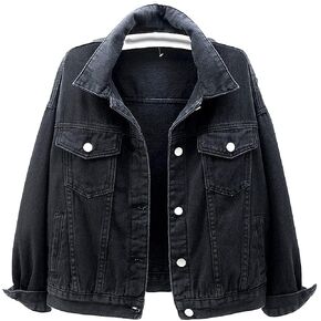 COWOKA Women's Denim Cotton Button Closed Long Sleeve Solid Color Jacket With Pockets in Saudi Arabia