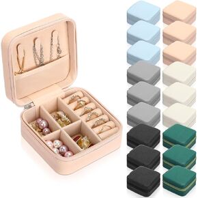 Kigeli 18 Pcs Mini Travel Jewelry Case Portable Small Jewelry Box Bridesmaid Gifts, PU Leather Travel Earring Case Organizer Display Storage Box Jewellery Accessories for Rings Necklaces Gifts in Kuwait