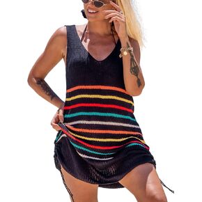 Eddoyee Sexy Crochet Beach Cover Up for Women Long Sleeve Bikini Swimsuit Cover Up Mesh Beachwear Tunic Top in Saudi Arabia