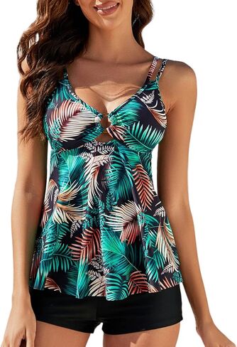 GUKIODI Tankini Set Two Piece Swimsuits for Women V Neck Adjustable Straps Swimwear Bathing Suits Tops with Shorts in Saudi Arabia