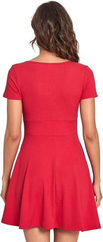 Verdusa Women's Surplice Neck Short Sleeve Mini Wrap A Line Fit and Flare Dress in Saudi Arabia