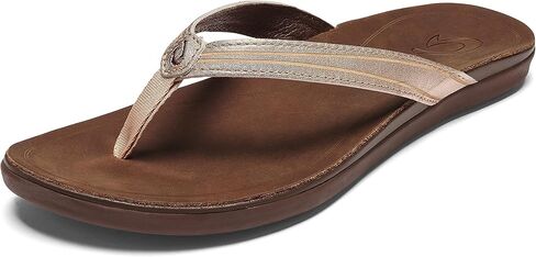 OLUKAI 'Aukai Women's Beach Sandals, Soft Leather Flip-Flop Slides with Non Marking Outsoles, Lightweight & All-Day Comfort in Saudi Arabia